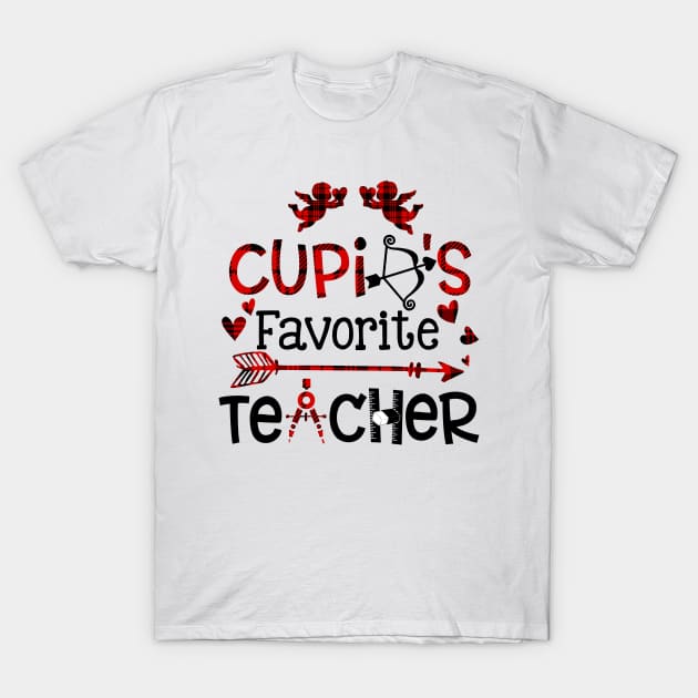 Cupids Favorite Teacher Valentine Day Teacher T-Shirt by Manonee